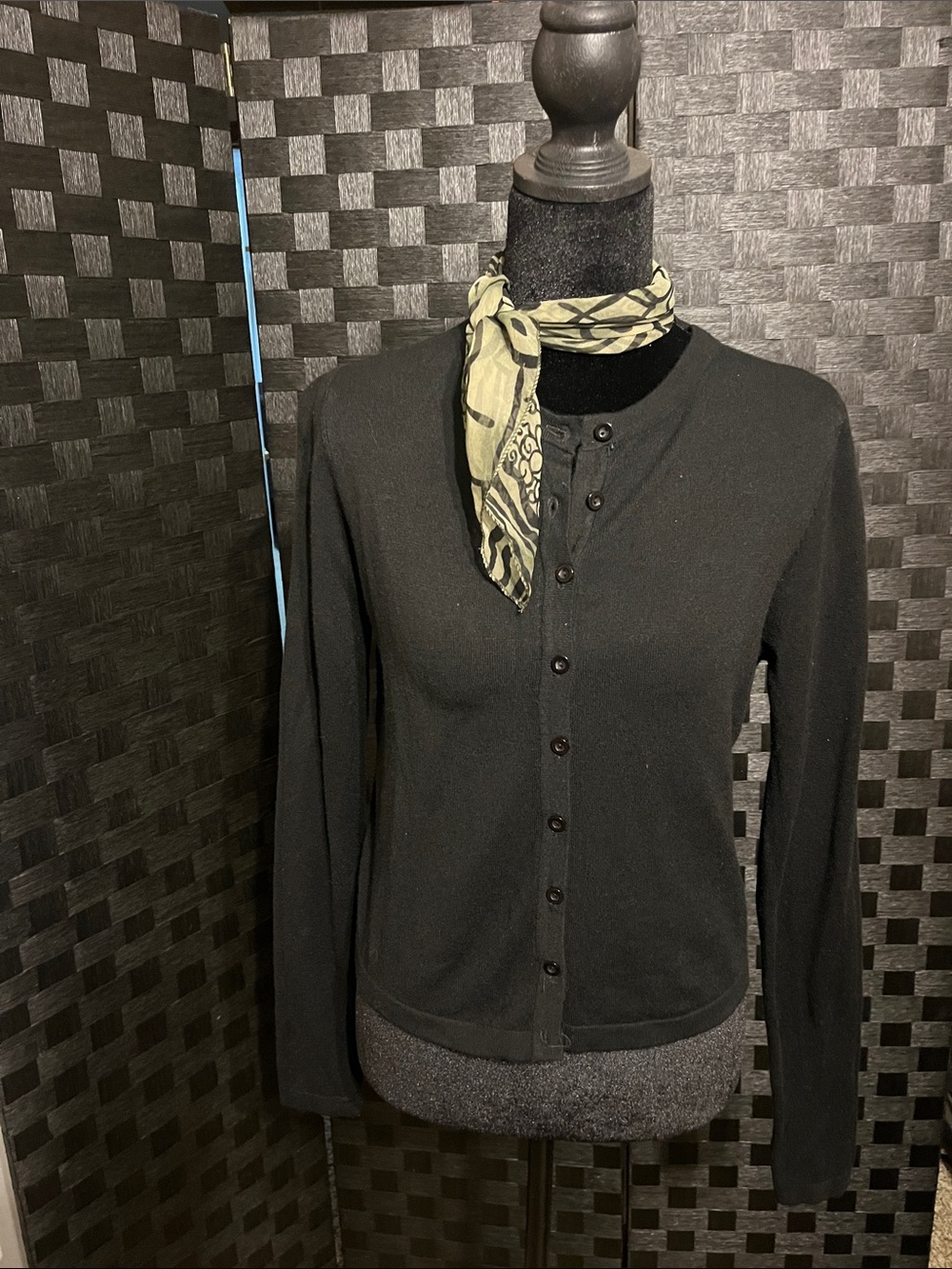 Women's Black Button-Front Lightweight Cardigan